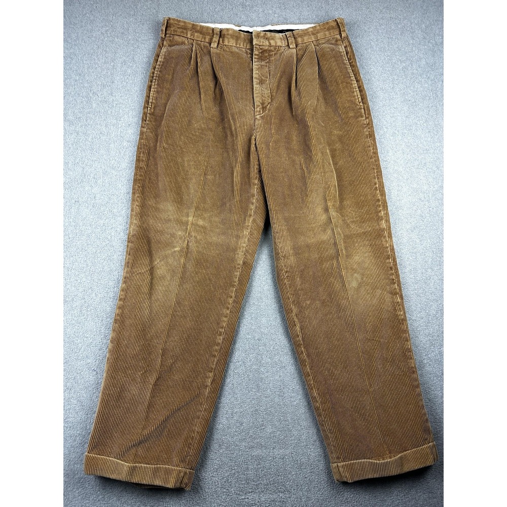 Brooks Brothers Elliot Pant Men 36x30 (34x29) Corduroy Pleated Cuffed Dress READ